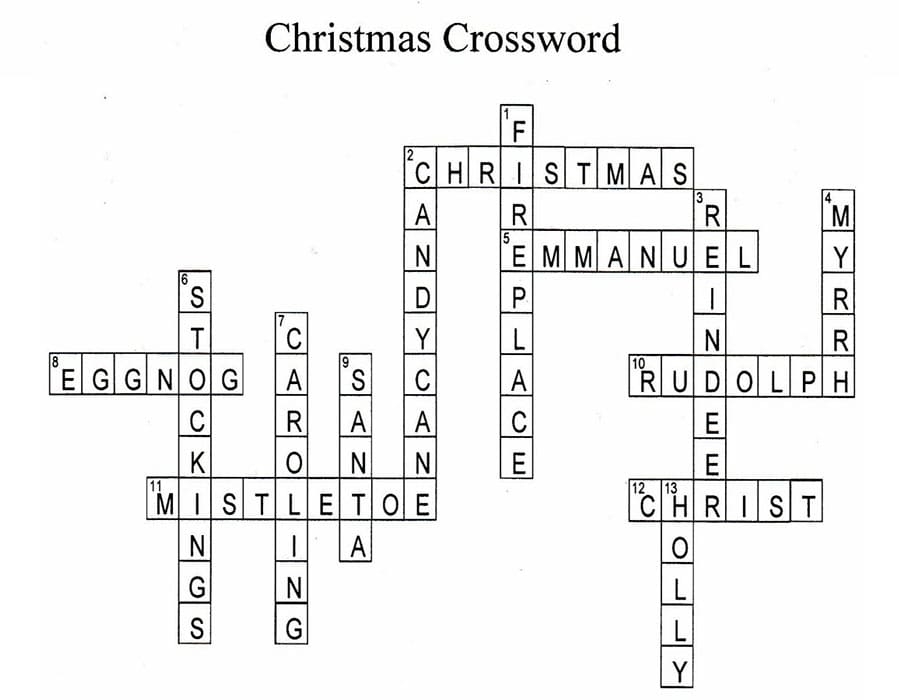 Printable Christmas Crossword Puzzles PrintableLib
