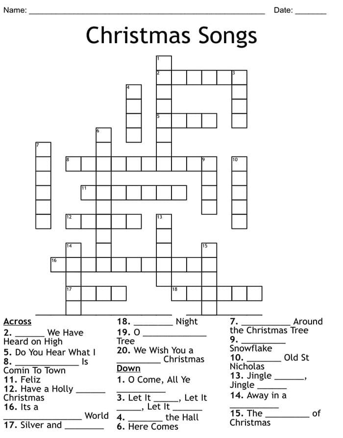 Printable Christmas Crossword Puzzles PrintableLib