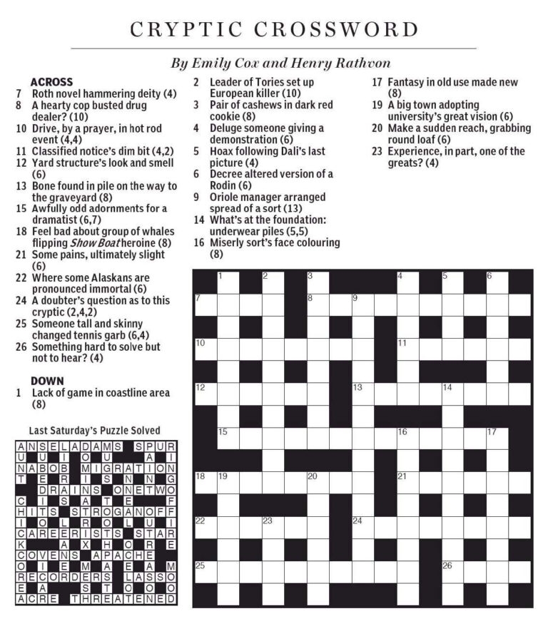Printable Crossword Puzzles By Eugene Sheffer Printable Crossword
