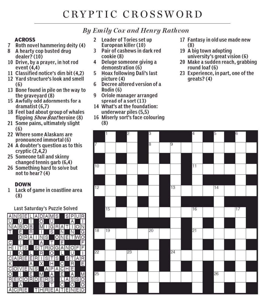 Printable Crossword Puzzles By Eugene Sheffer Printable Crossword