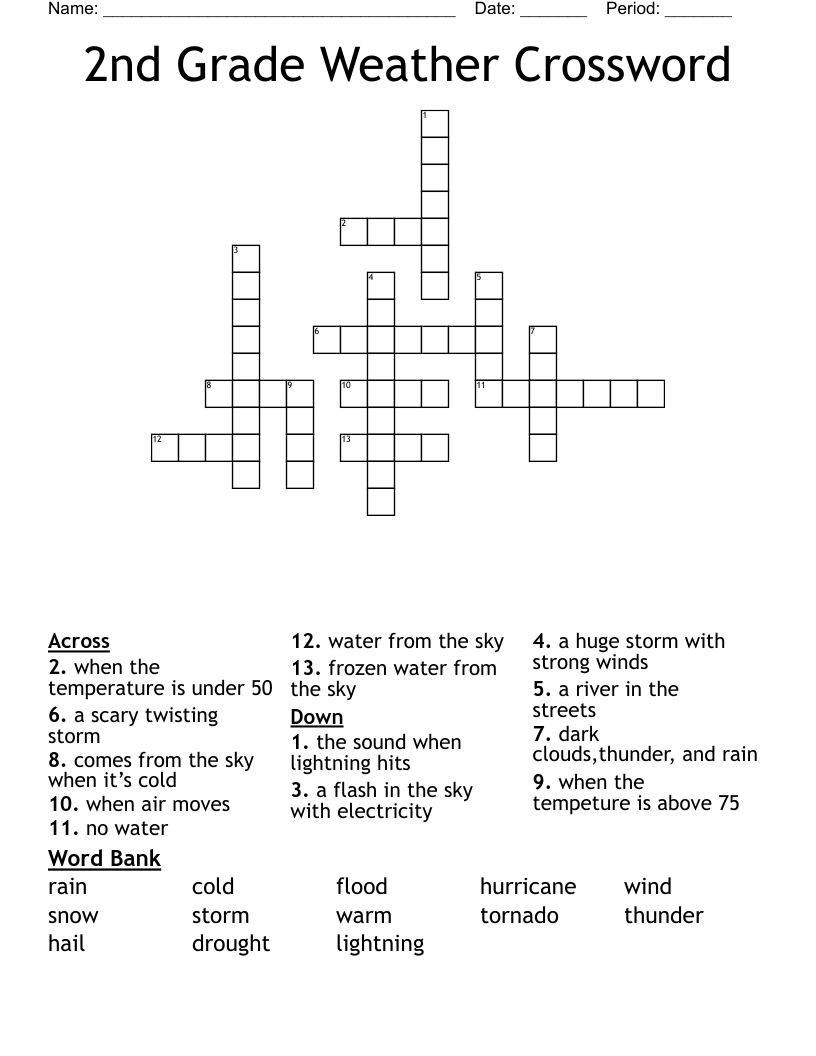 Printable Crossword Puzzles For 2nd Graders FREE Printable