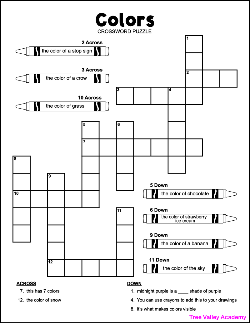 Printable Crossword Puzzles For 2nd Graders FREE Printable