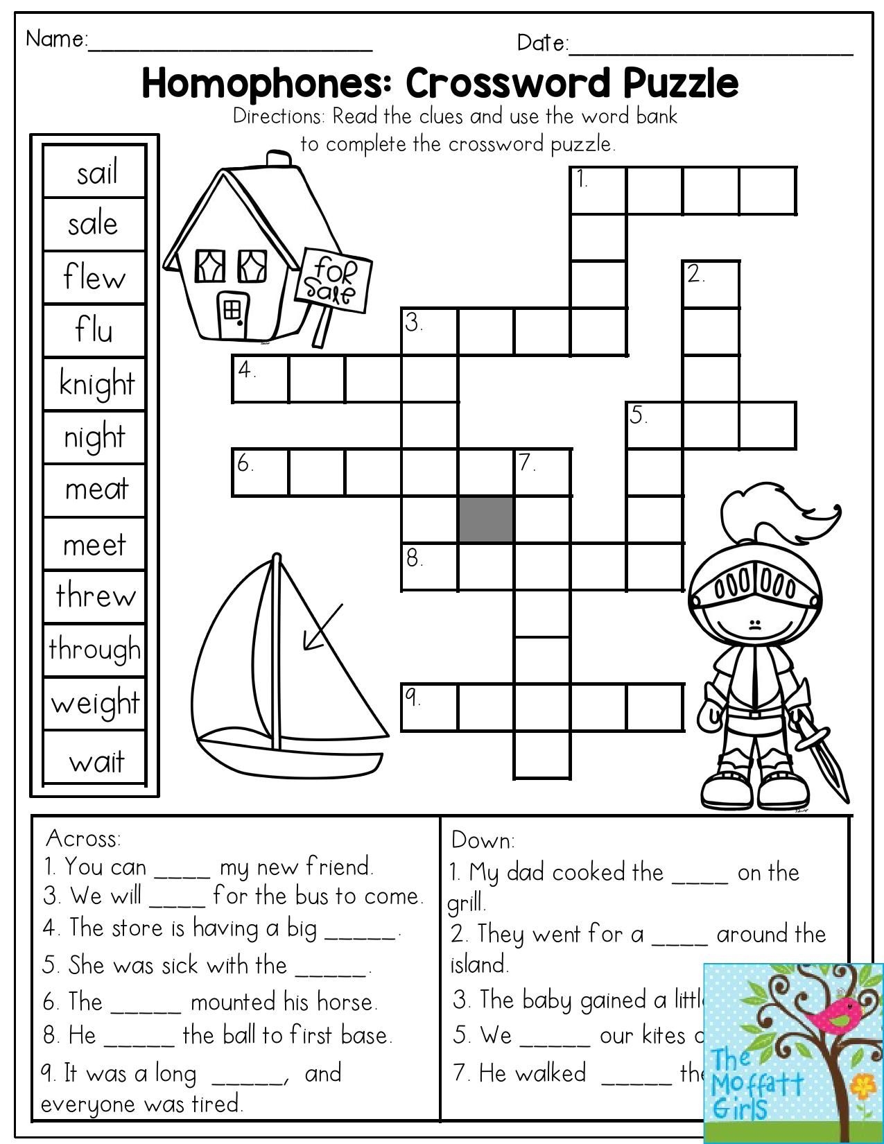 Printable Crossword Puzzles For 4Th Graders Printable Templates
