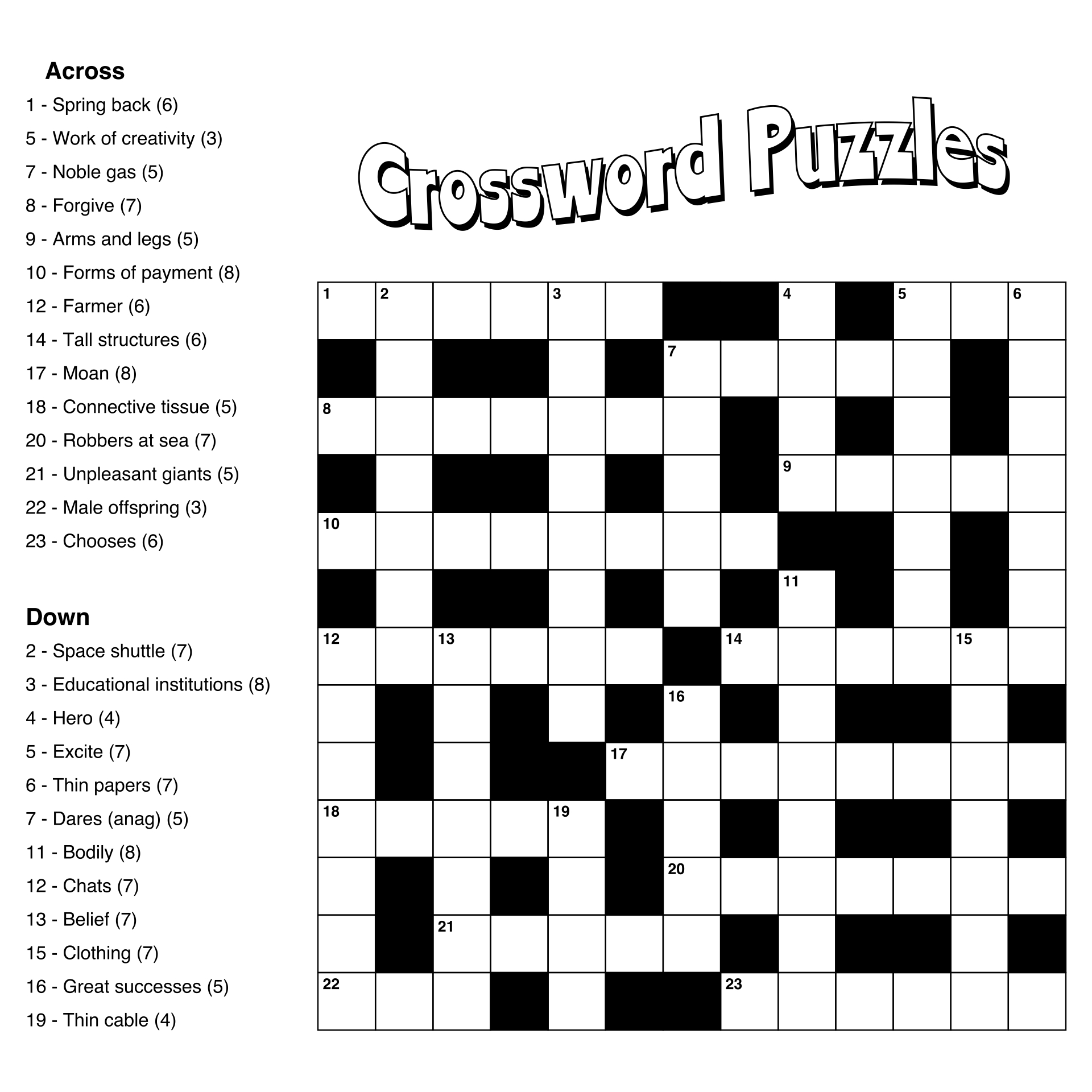 Printable Crossword Puzzles Seniors All FREE Printables