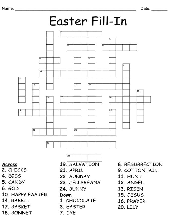 Printable Easter Crossword Puzzles PrintableLib Printable Easter Crossword Puzzles PrintableLib