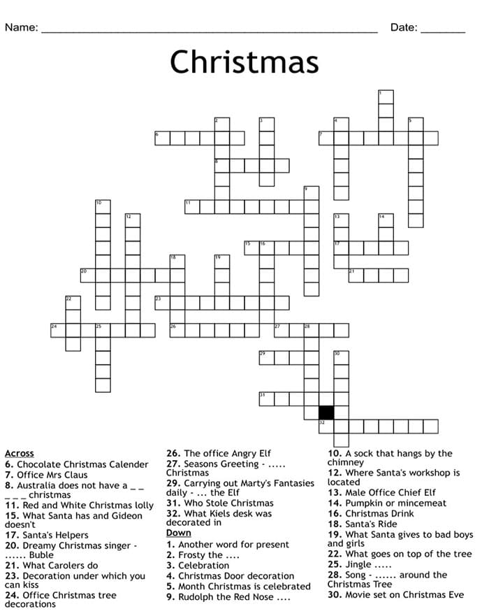 Printable Free Christmas Crossword Puzzles Free Download And Print 