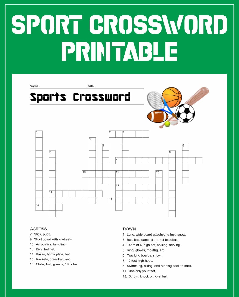 sports crossword puzzles