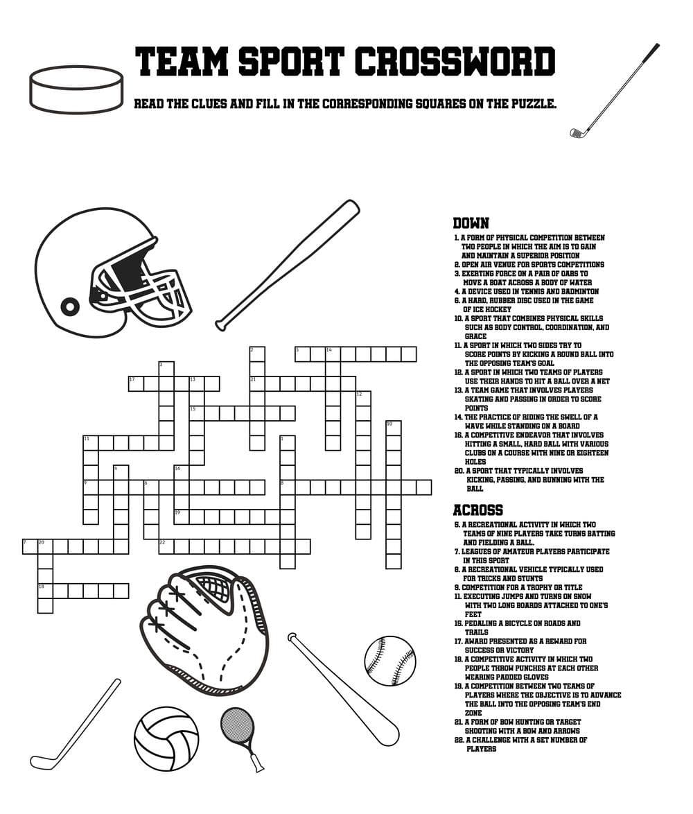 Printable Sports Crossword Puzzles PrintableLib