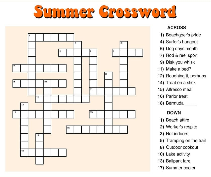 Printable Summer Crossword Puzzles Hard Free Download And Print For You Printable Summer Crossword Puzzles Hard Free Download And Print For You