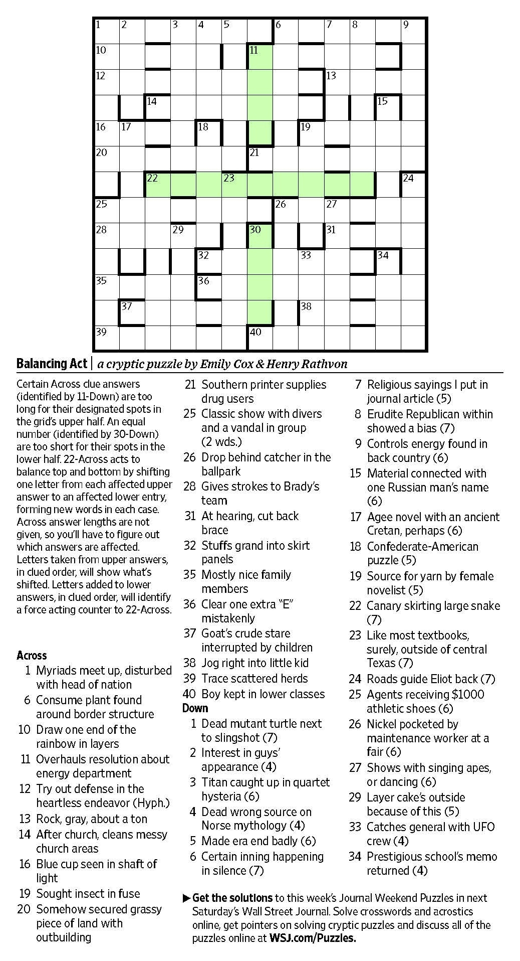 wall street journal crossword puzzle book