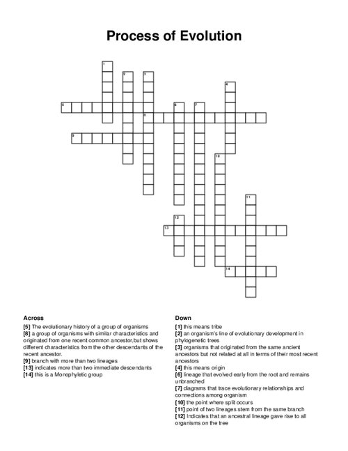 evolution crossword puzzle