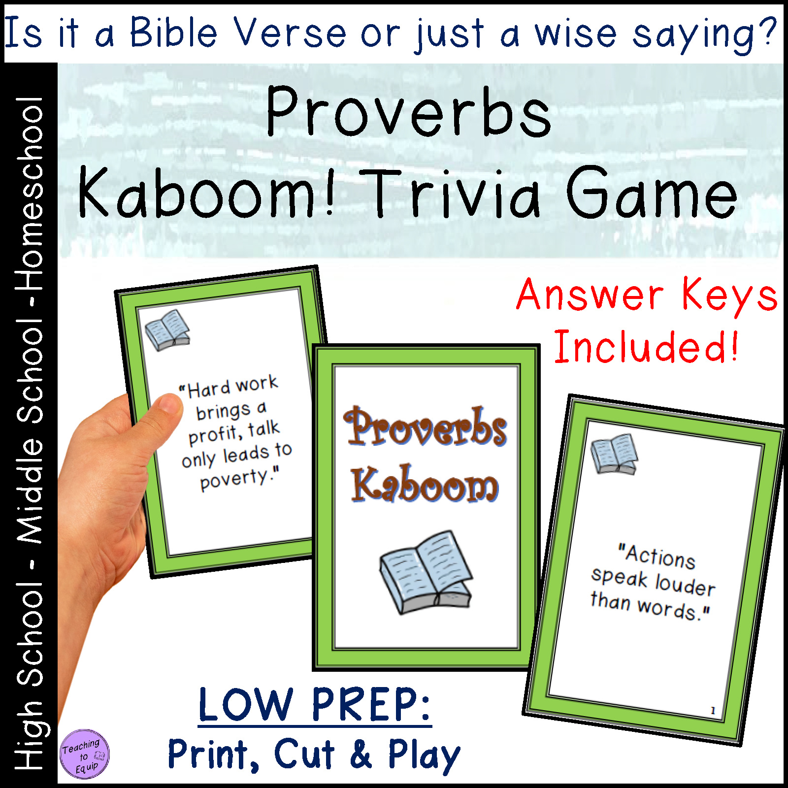 Proverbs Bible Or Wise Saying Trivia Game Made By Teachers