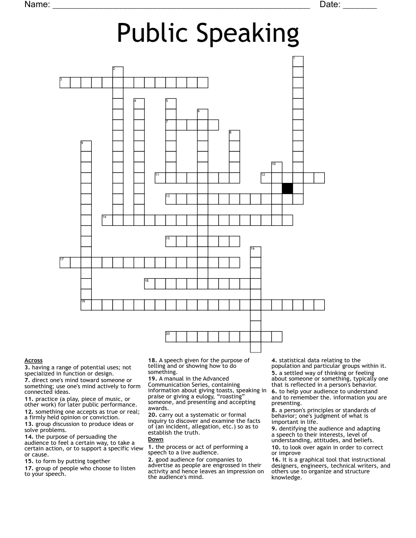 Public Speaking Crossword WordMint