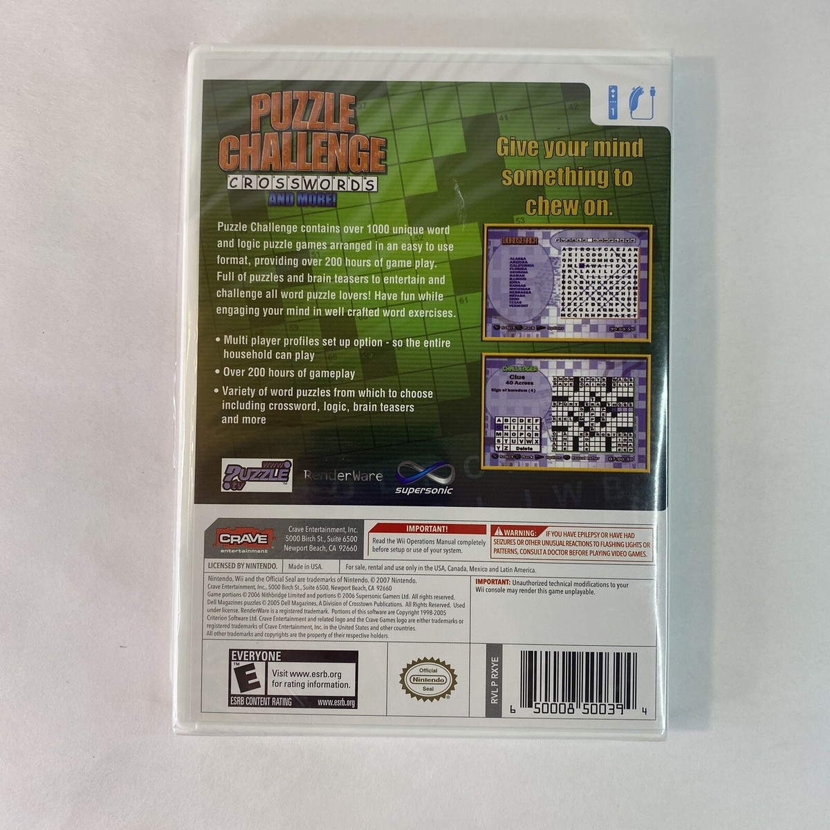 Puzzle Challenge Crosswords And More Nintendo Wii 2009 Crave Sealed New 650008500394 EBay Puzzle Challenge Crosswords And More Nintendo Wii 2009 Crave Sealed New 650008500394 EBay