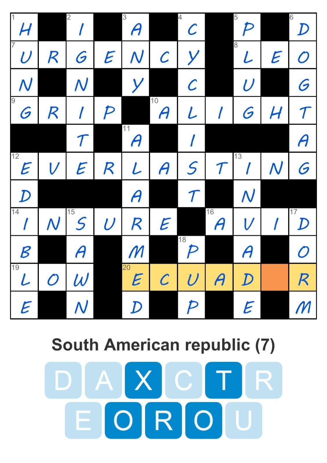 worried crossword puzzle clue