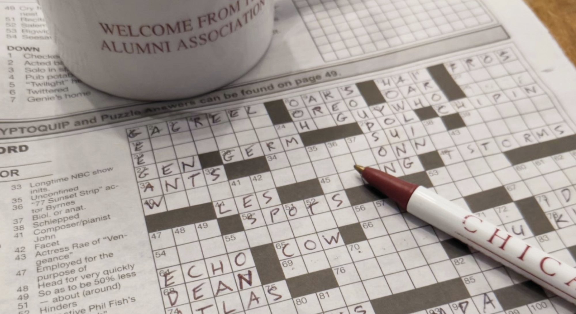 small college class crossword clue