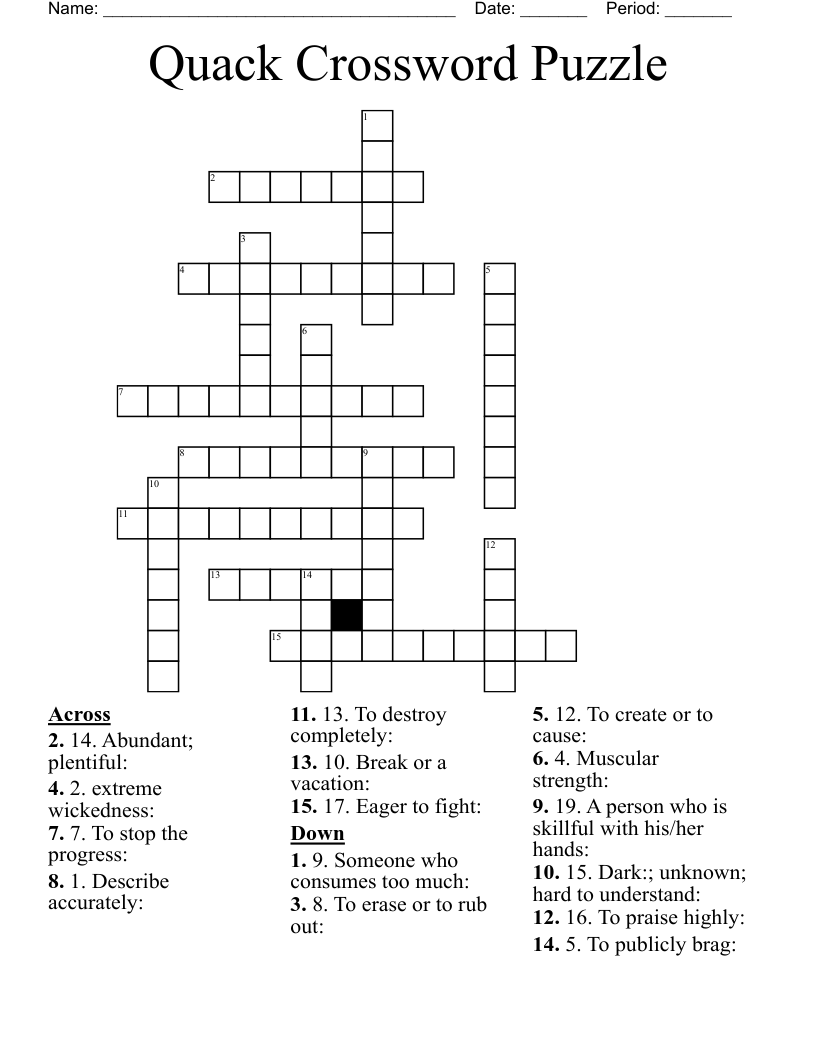 Quack Crossword Puzzle WordMint Quack Crossword Puzzle WordMint