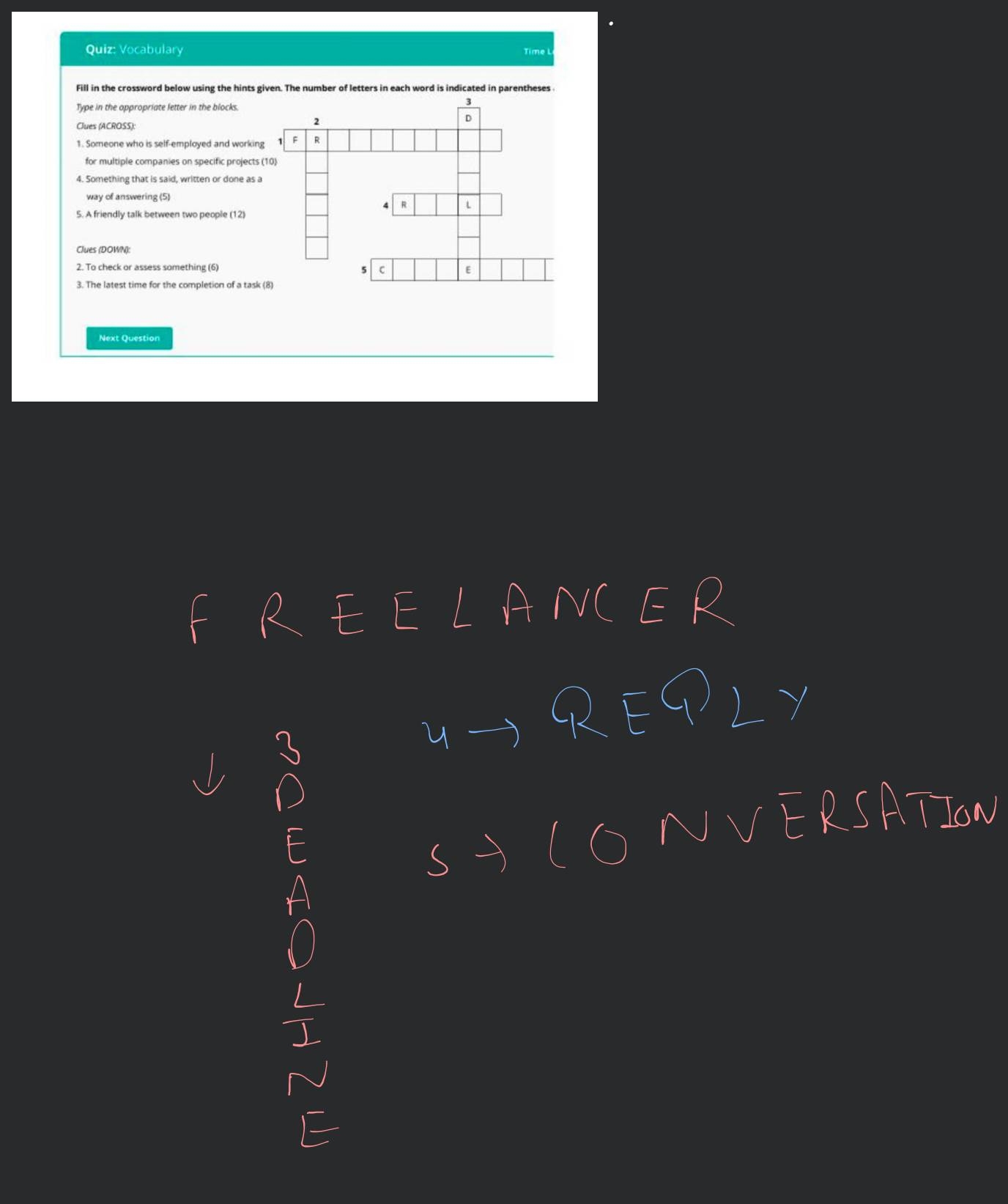 Quiz Vocabulary Time Li Fill In The Crossword Below Using The Hints Give Quiz Vocabulary Time Li Fill In The Crossword Below Using The Hints Give
