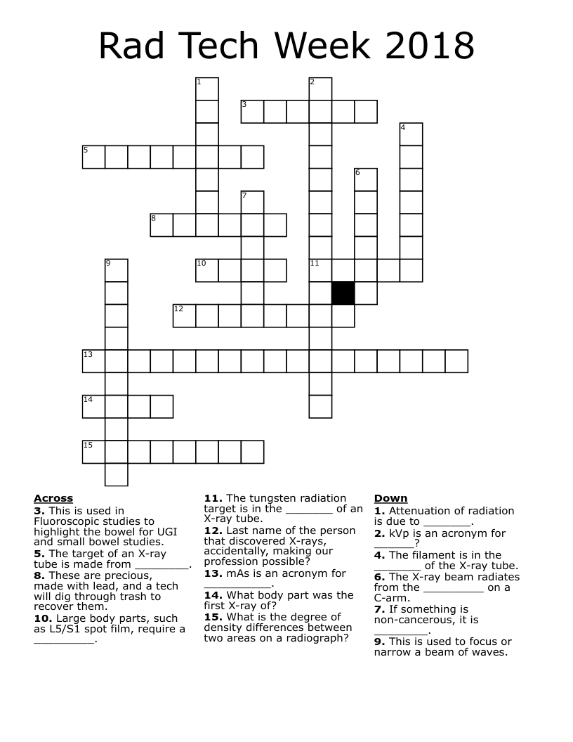 Rad Tech Week 2018 Crossword WordMint Rad Tech Week 2018 Crossword WordMint