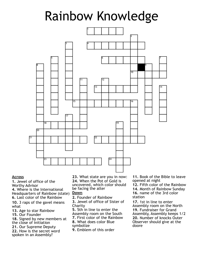 Rainbow Knowledge Crossword WordMint