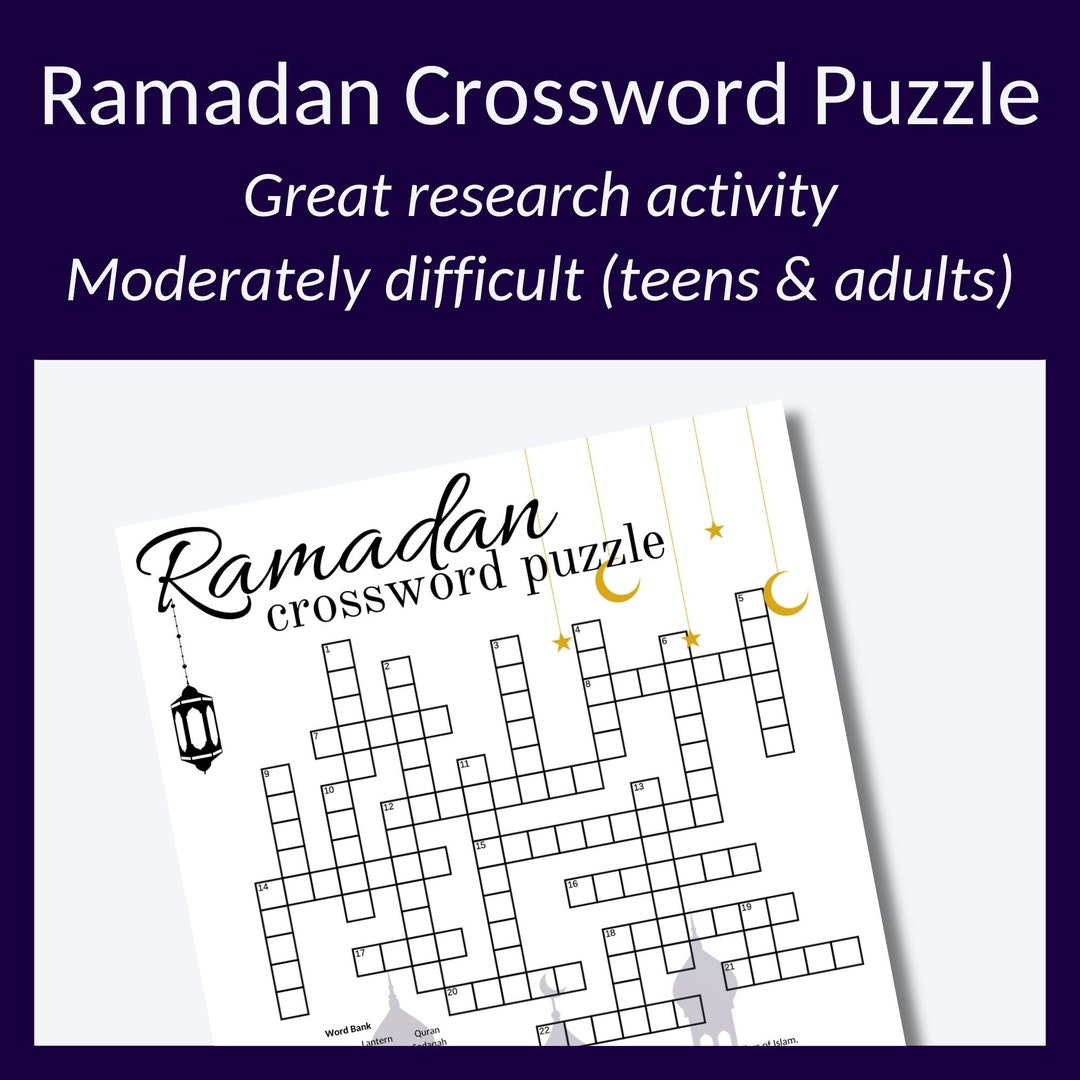 Ramadan Crossword Puzzle Educational Activity For Ages 10 PDF Download Etsy Israel