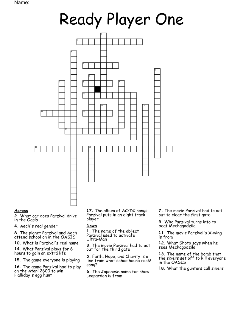 Ready Player One Crossword WordMint