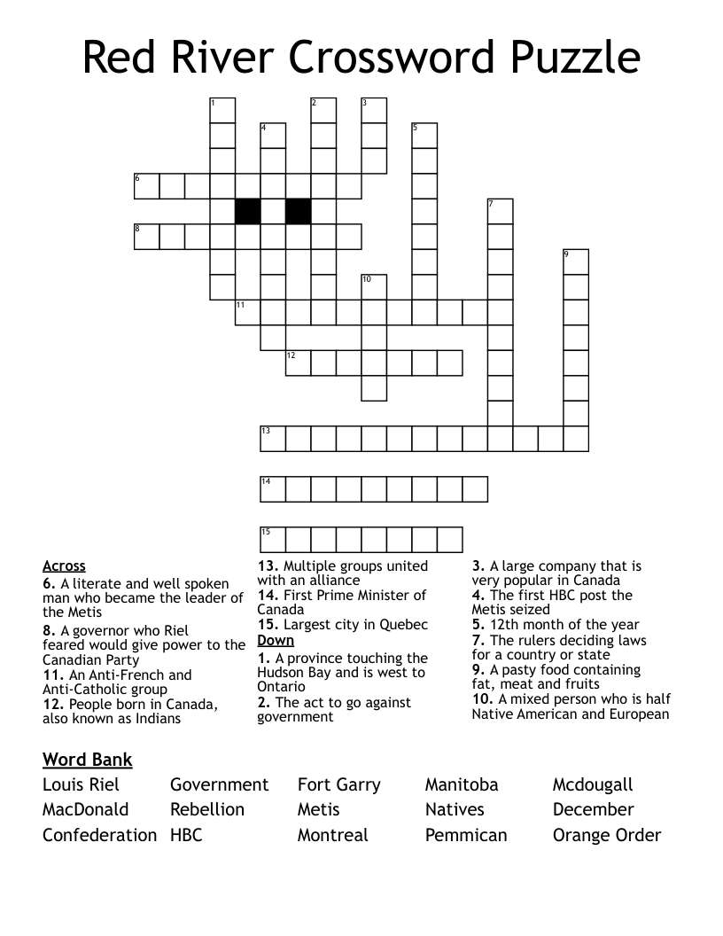Red River Crossword Puzzle WordMint Red River Crossword Puzzle WordMint