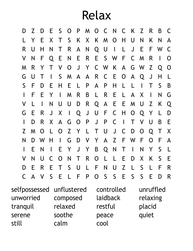 Relax Word Search WordMint
