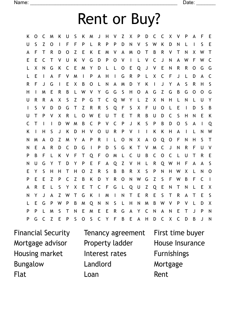 Rent Or Buy Word Search WordMint
