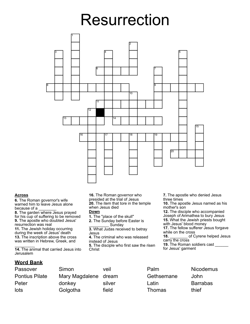 Resurrection Crossword WordMint