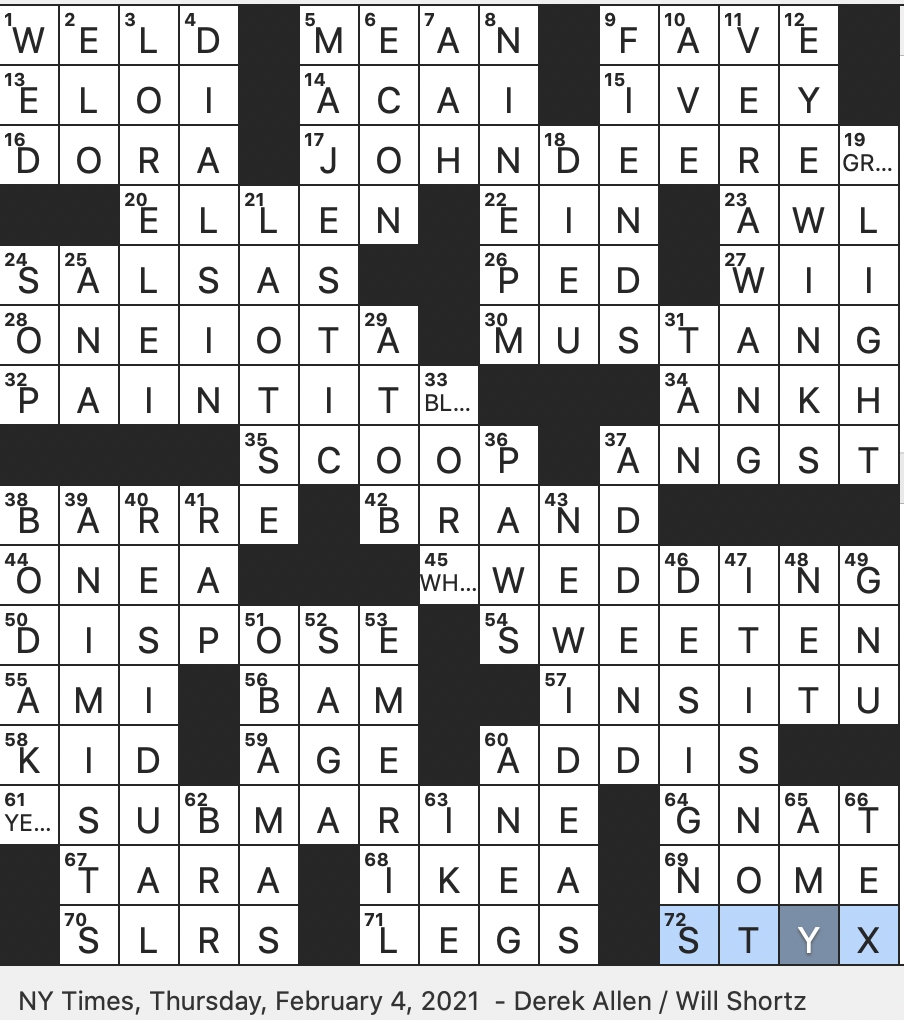 Rex Parker Does The NYT Crossword Puzzle 1993 Country Hit By Joe Diffie THU 2 4 21 People Who Believe That All Natural Objects Have Souls Post human Race Of Sci fi
