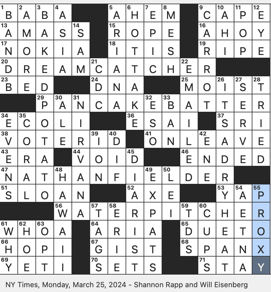 Rex Parker Does The NYT Crossword Puzzle Clich d Dismissal Of Arizona s Summer Climate MON 3 25 24 Woven Creation Of The Ojibwe People Emma Stone s Co star On Showtime s The Curse 2 