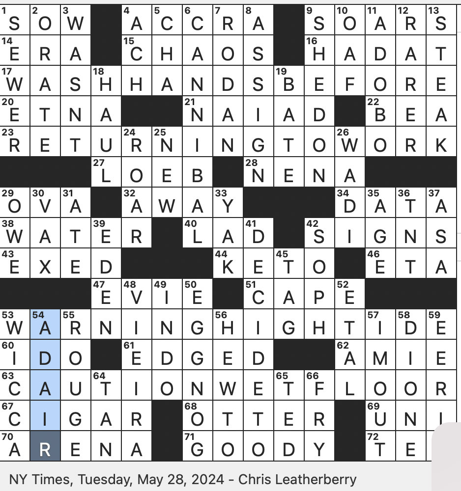 Rex Parker Does The NYT Crossword Puzzle Famed Fireman Red TUE 5 28 24 Singer Sands Of The 60s Flying Adversary Of Godzilla Shot At A Doctor s Office Slangily 