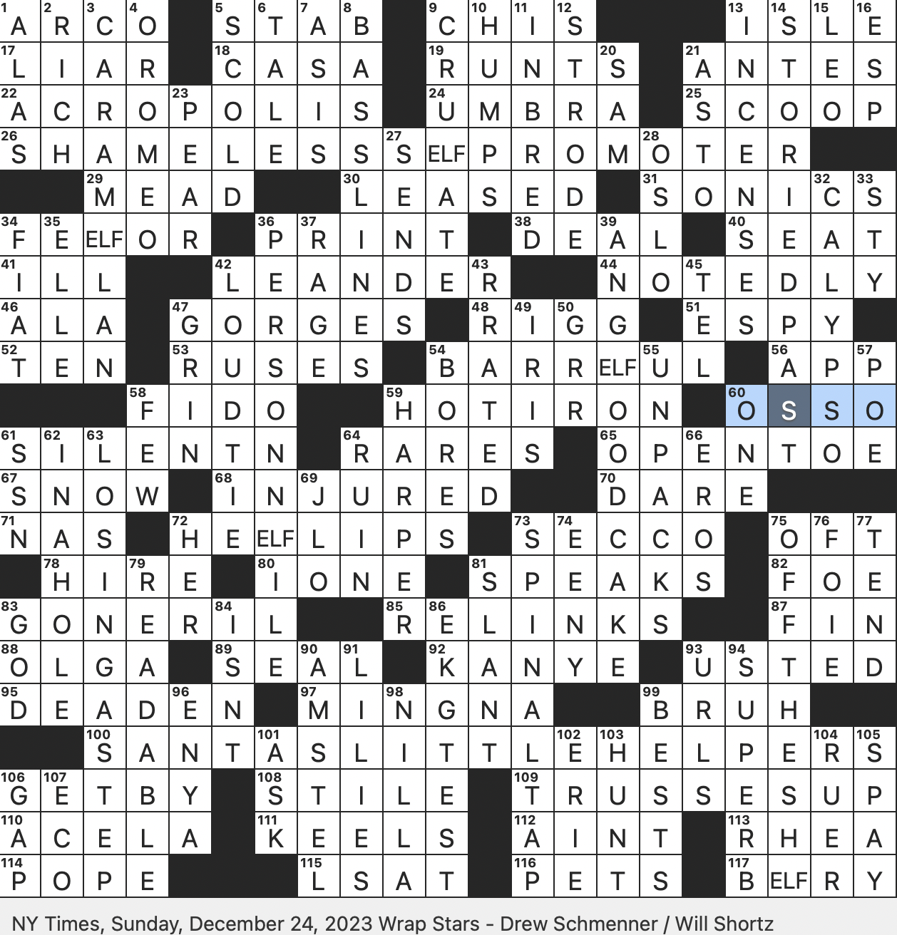Rex Parker Does The NYT Crossword Puzzle Fictional Band Fronted By David St Hubbins SUN 12 24 23 Highly Prized Collectibles In Lingo Dude In Modern Slang Kim s Ex In