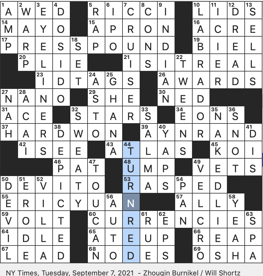 author rand crossword clue