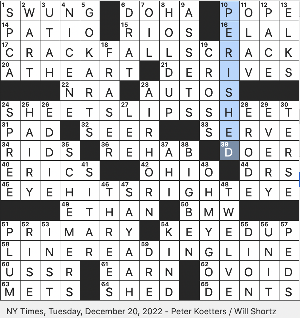 placed crossword clue