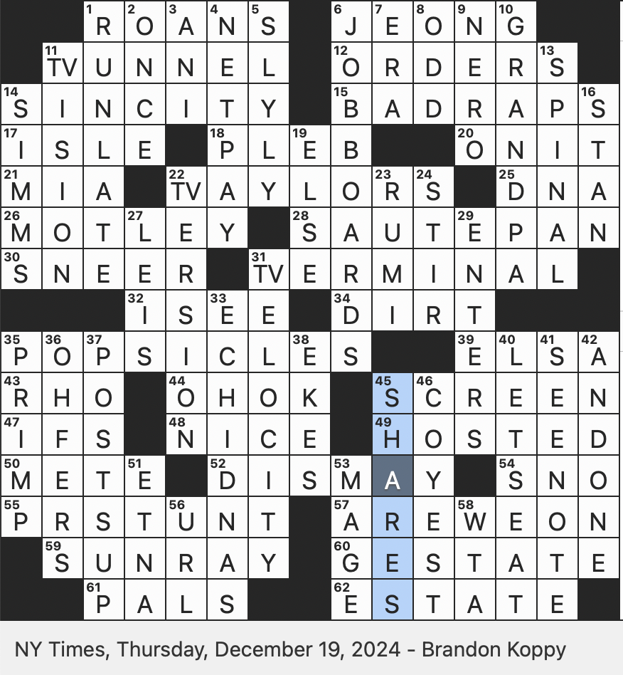 Rex Parker Does The NYT Crossword Puzzle Futile Batting Statlines In Baseball Lingo THU 12 19 24 Parenthetical On Four 1 Albums Since 2021 Laser focused Mindset Sticky Treats In More