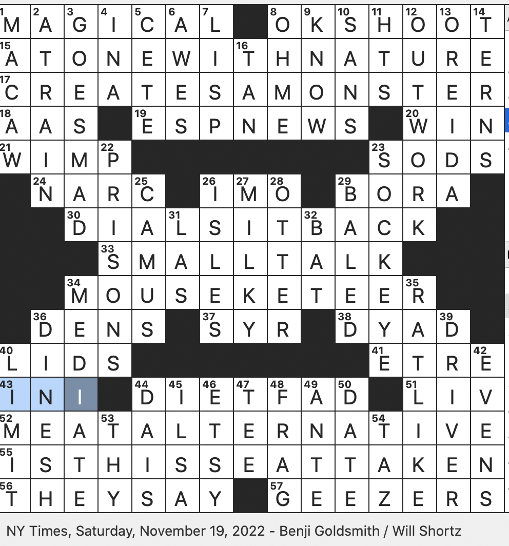 mensa for one nyt crossword