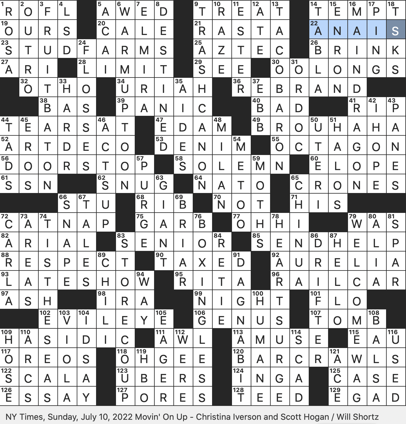 Rex Parker Does The NYT Crossword Puzzle Journalist Skeeter In The Harry Potter Books SUN 7 10 22 Artless Nickname Roman Emperor After Nero And Galba Rocker John Whose Surname