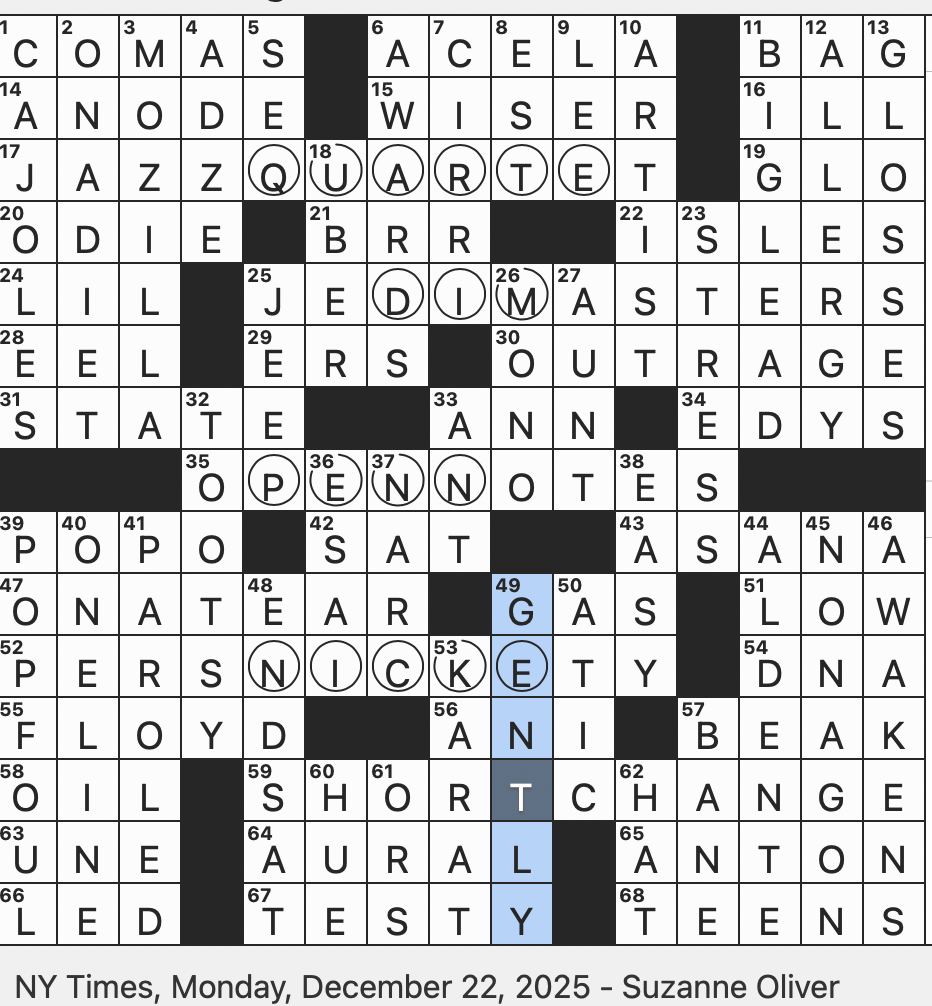 Rex Parker Does The NYT Crossword Puzzle Length Of A Pithy Joke MON 12 22 25 Wispy Clouds Creator Of Firefox And Thunderbird Cops Slangily Kind Of Lamp That s