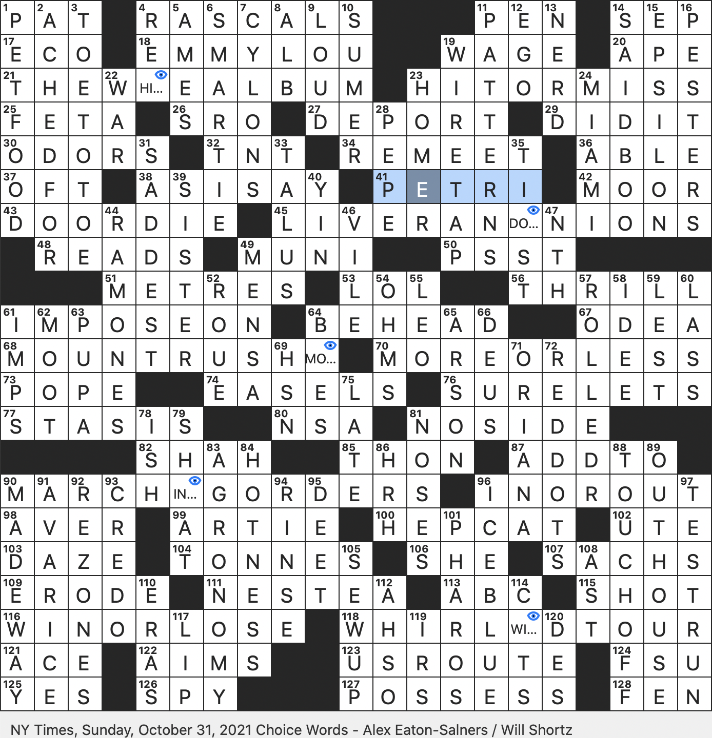 Rex Parker Does The NYT Crossword Puzzle Noted Apple Release Of 1968 To Fans SUN 10 31 21 Alveolar Trill As It s Commonly Known Match ending Rugby Call Southern Region Of