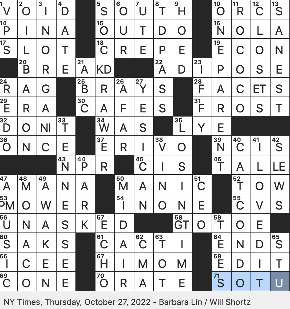 Rex Parker Does The NYT Crossword Puzzle October 2022