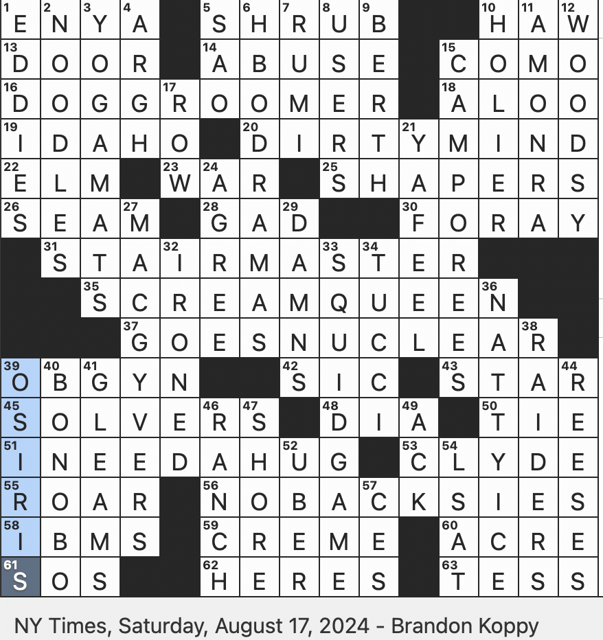 Rex Parker Does The NYT Crossword Puzzle One named Poet From The 13th Century SAT 8 17 24 Randall s Eldest Daughter On This Is Us Toaster s Opening The 1 In 8 8 1 