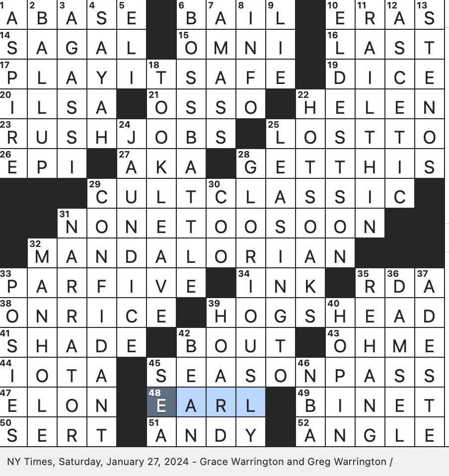 Rex Parker Does The NYT Crossword Puzzle Pioneer In IQ Testing SAT 1 27 24 Life Phases In Social Media Lingo Large Wine Cask Bug long limbed Predatory Insect 