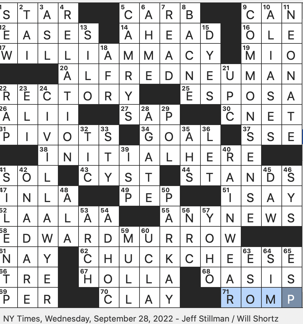 Rex Parker Does The NYT Crossword Puzzle Pioneering Journalist Who Helped Expose McCarthyism WED 9 28 22 Margarine Whose Ads Once Featured A Talking Tub Team That Signed To Join The
