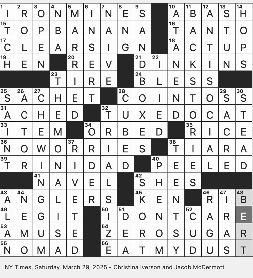 Rex Parker Does The NYT Crossword Puzzle Short Japanese Sword SAT 3 29 25 Soffritto based Sauce Where To Get Into The Nitty gritty Primary Lang Of Gambia Underground Venues For Rex Parker Does The NYT Crossword Puzzle Short Japanese Sword SAT 3 29 25 Soffritto based Sauce Where To Get Into The Nitty gritty Primary Lang Of Gambia Underground Venues For