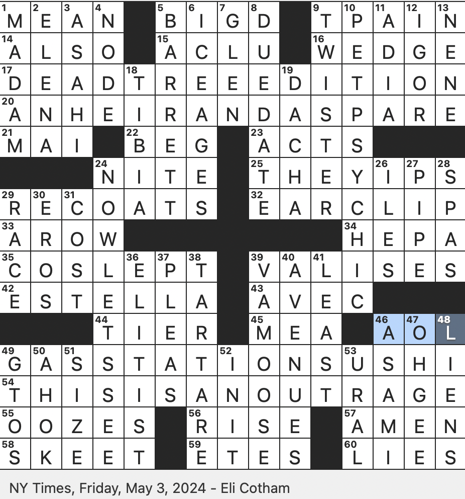 Rex Parker Does The NYT Crossword Puzzle Something Ending In K Perhaps FRI 5 3 24 Nickname For A Texas Metropolis Alternative To The Online Newspaper Colloquially Phrase That Inspired