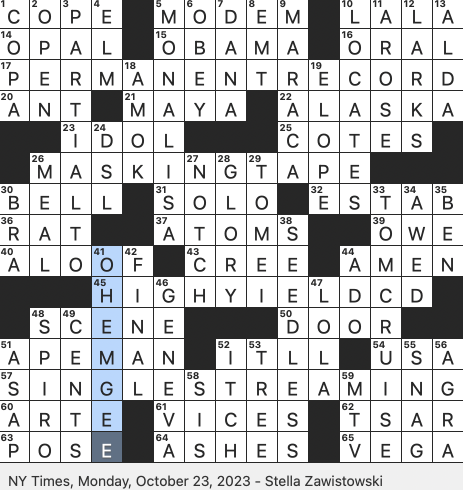Rex Parker Does The NYT Crossword Puzzle Texter s Astonishment Spelled Cutesily MON 10 23 23 Recycling Option That Collects Paper Plastics And Metals Together Listing Of Disciplinary Infractions Fixed term Bank