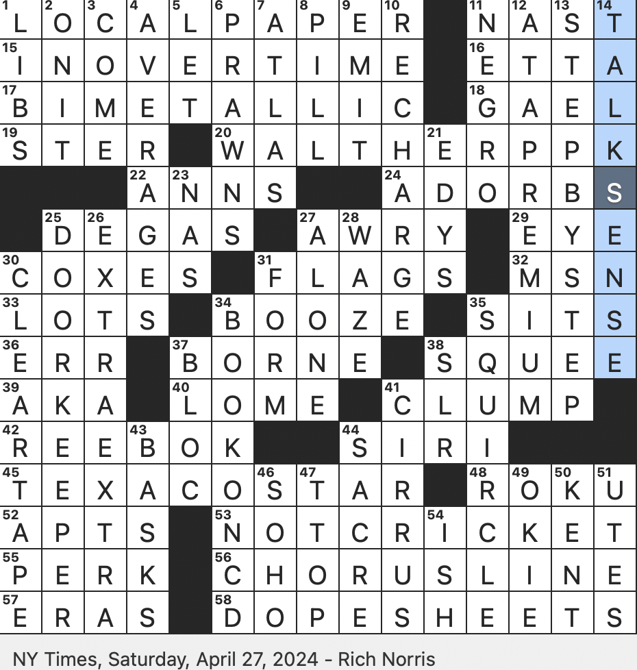 Rex Parker Does The NYT Crossword Puzzle Unfair To Brits SAT 4 27 24 Pistol Used By James Bond NASA Rocket Name Since 1957 Hybrid Shape With Straight Edges And Rex Parker Does The NYT Crossword Puzzle Unfair To Brits SAT 4 27 24 Pistol Used By James Bond NASA Rocket Name Since 1957 Hybrid Shape With Straight Edges And
