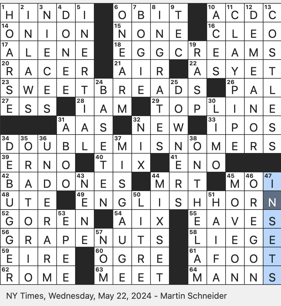 Rex Parker Does The NYT Crossword Puzzle Unusual Meat Courses That Are Neither WED 5 22 24 Longtime Bridge Columnist Charles Like Fervent Fans At The Kentucky Derby Punnily Enough 